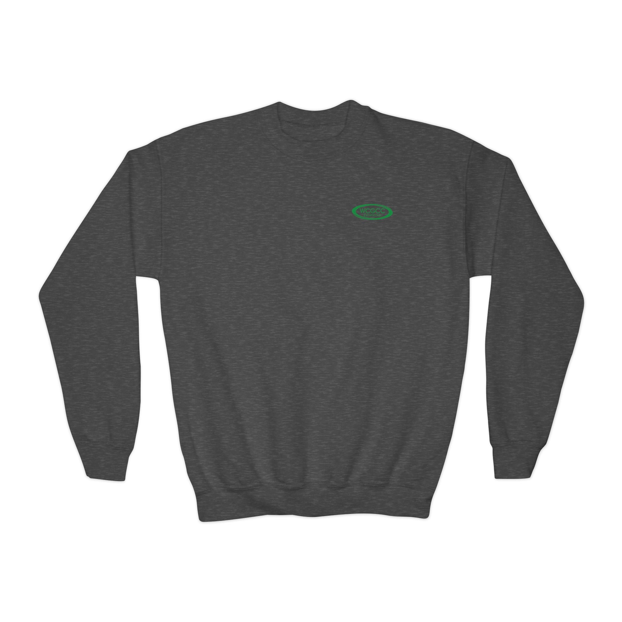 Youth Crewneck Sweatshirt - WCGCC Swimming Team Logo (White)