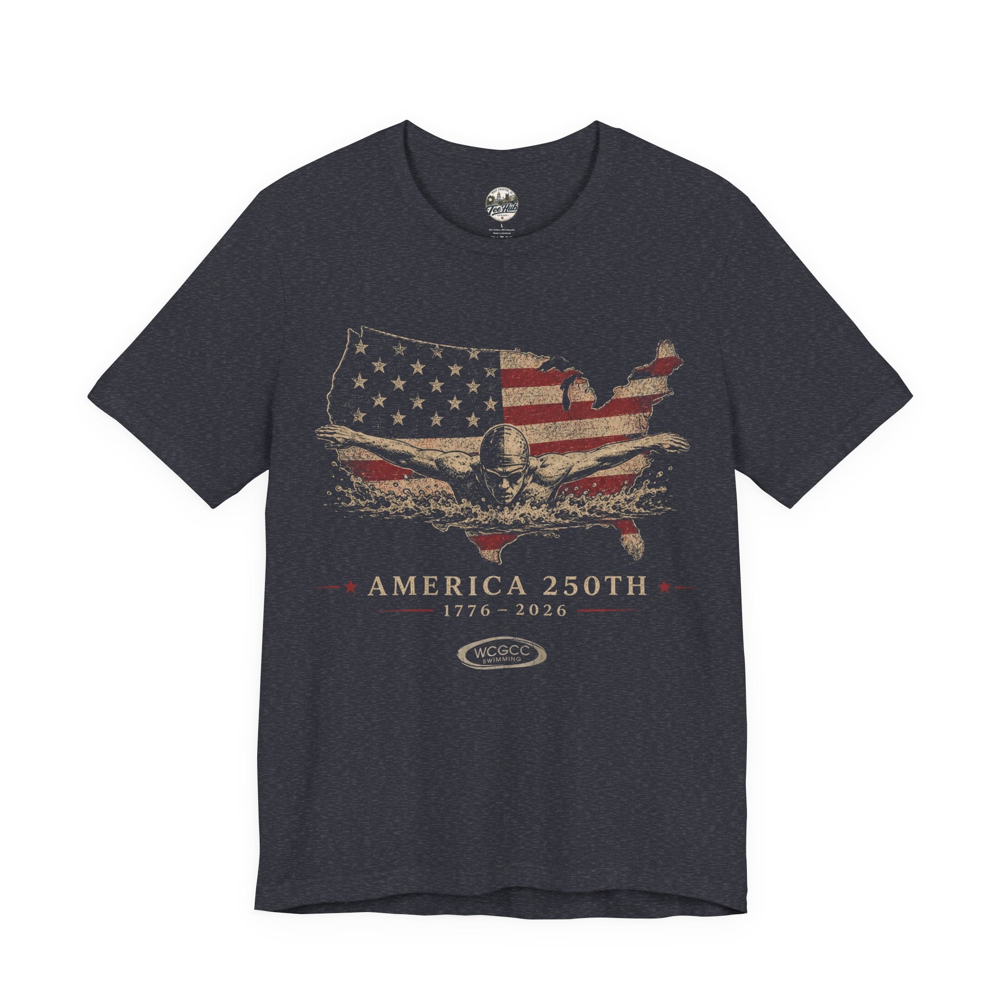 America 250th Swim T-Shirt - 1776–2026 Patriotic USA Flag & Eagle Anniversary Tee