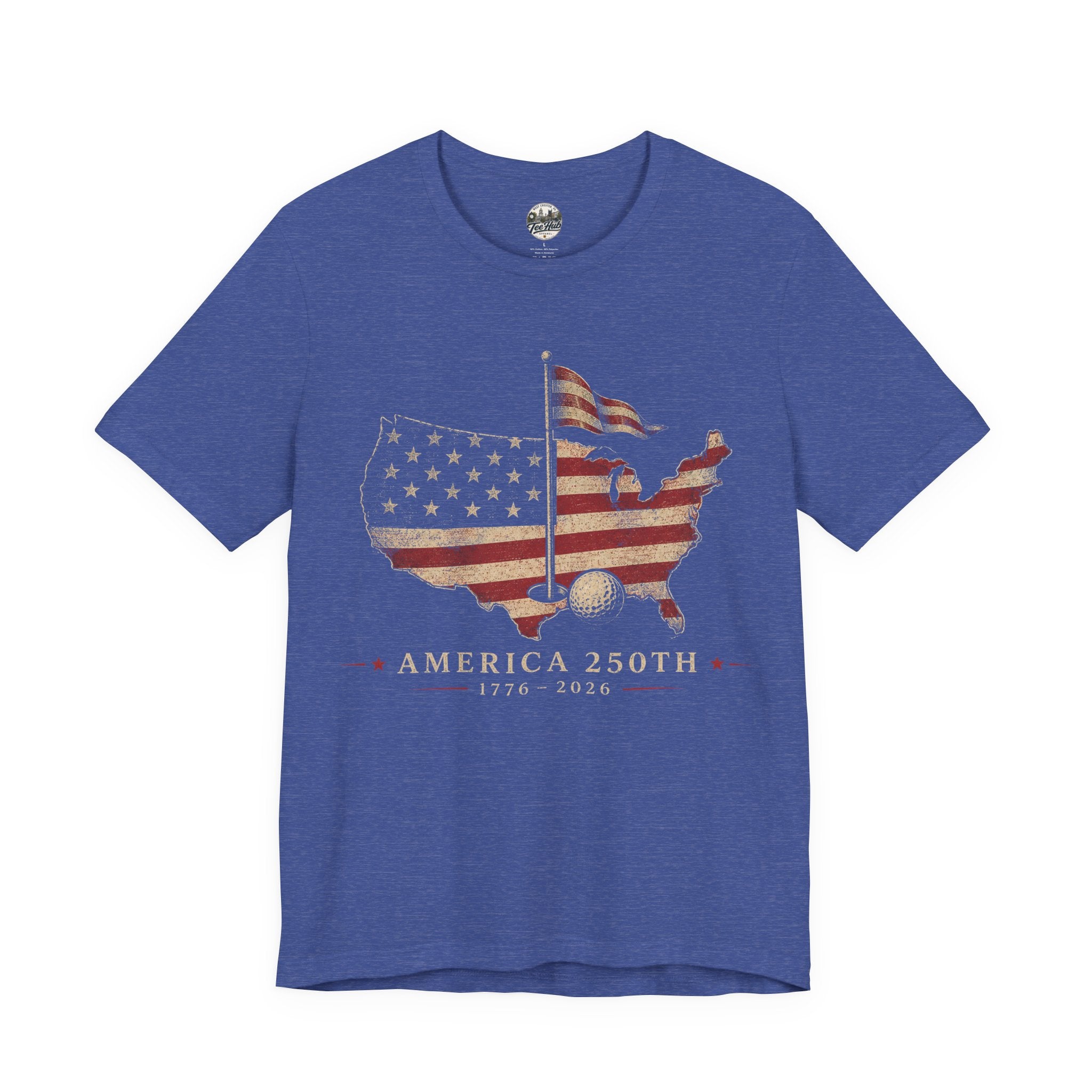 America 250th Celebration Golf T-Shirt — USA Map Flag Tee (1776–2026)