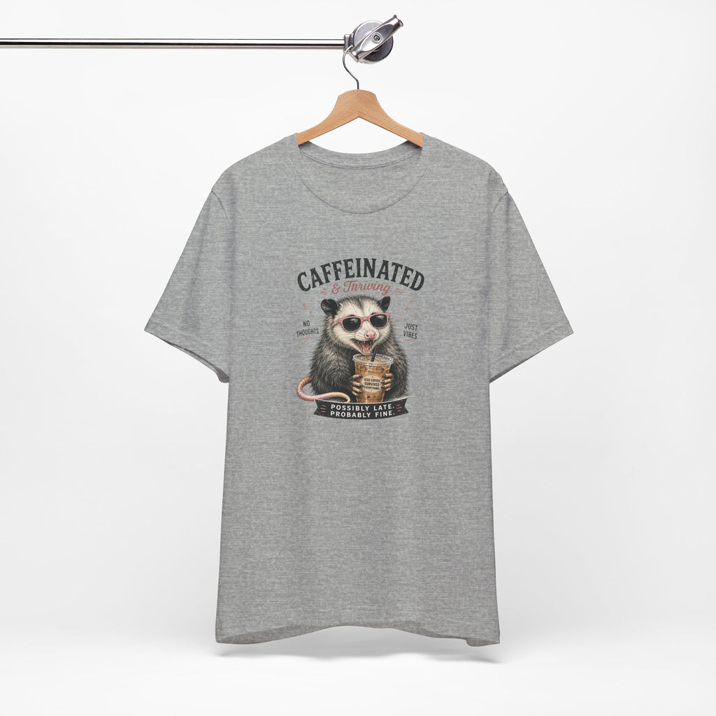 Caffeinated and Thriving Sloth Tee – Funny Coffee Lover T-Shirt