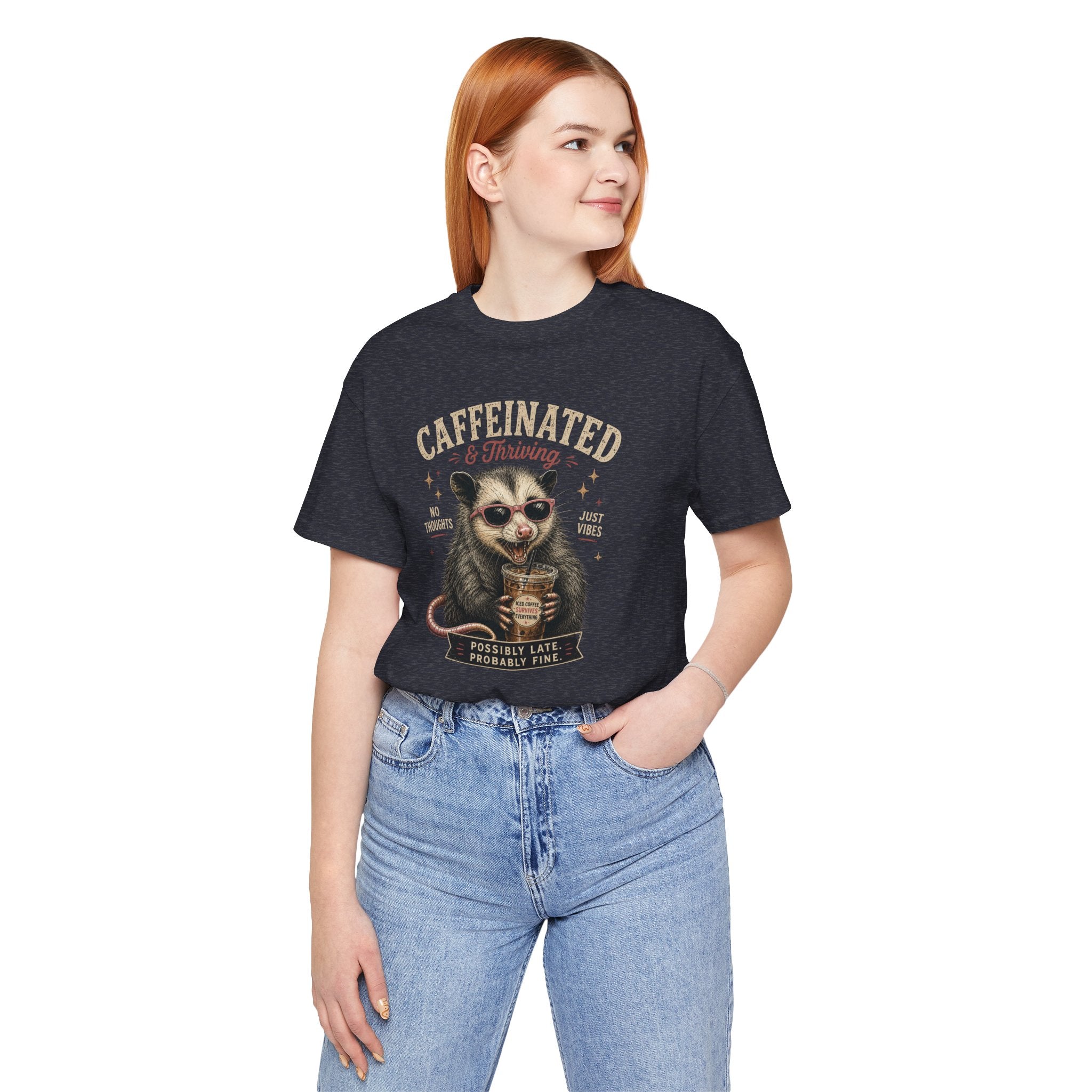 Caffeinated and Thriving Sloth Tee – Funny Coffee Lover T-Shirt