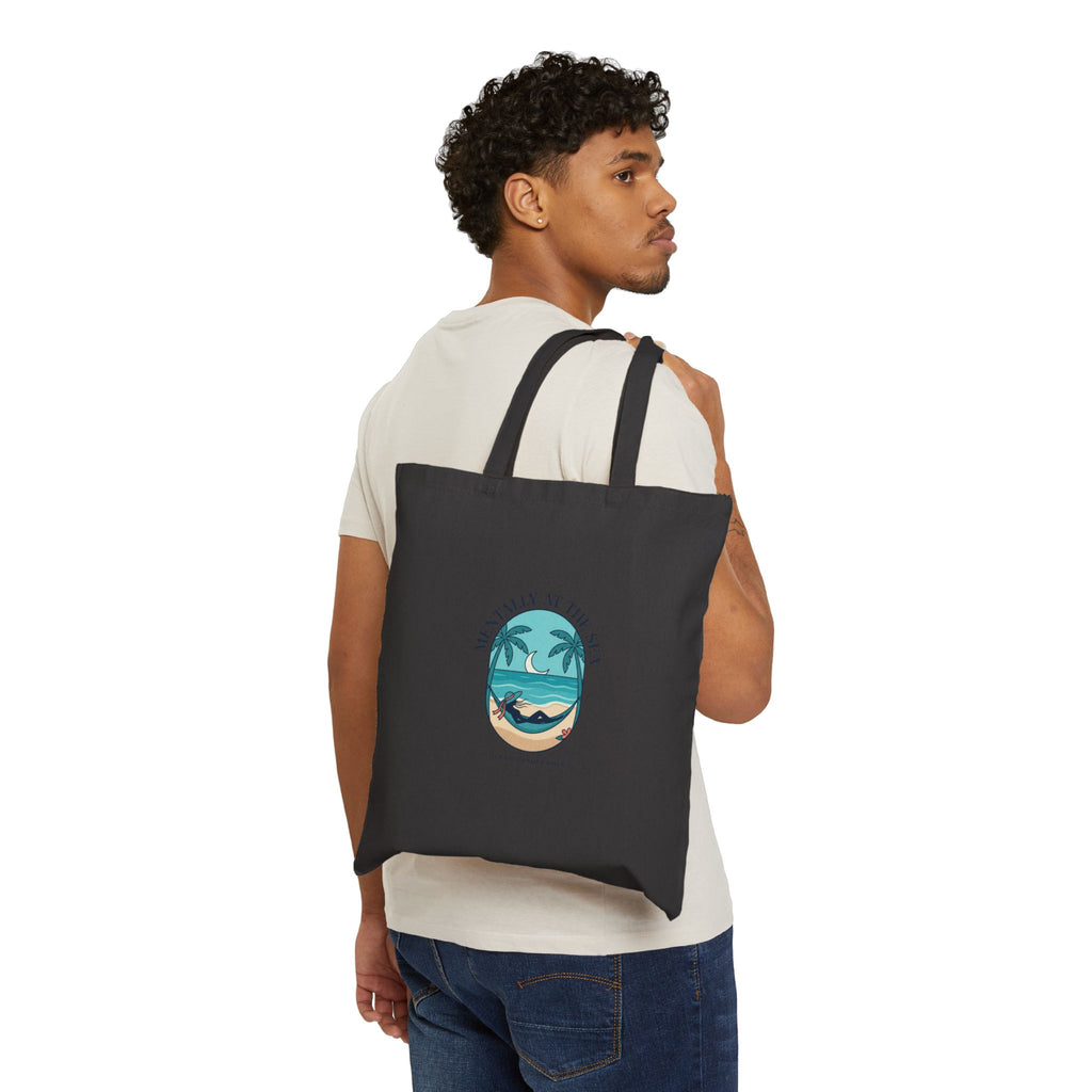 Coastal Escape Tote, beach vacation canvas bag, seafoam pastel aesthetic