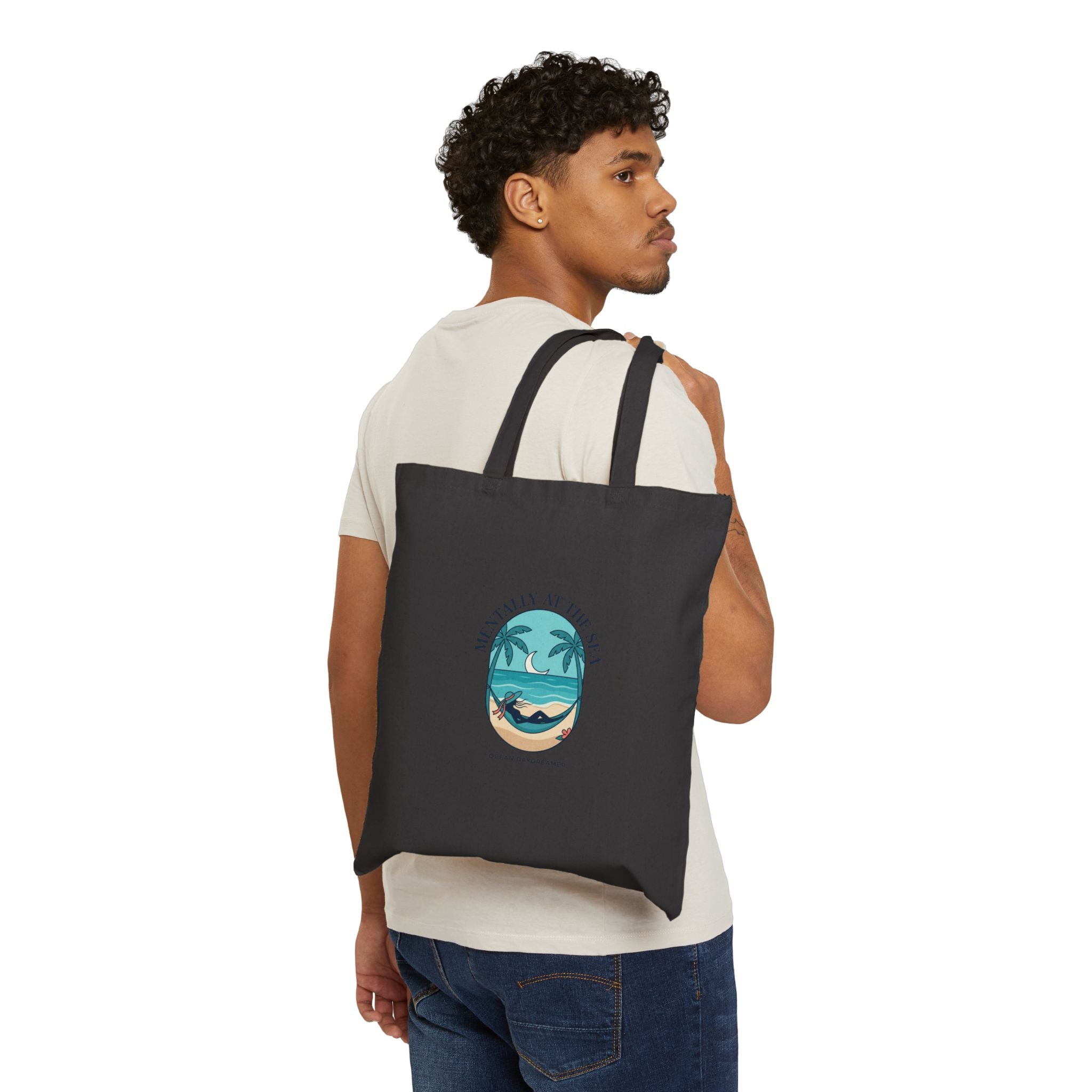 Coastal Escape Tote, beach vacation canvas bag, seafoam pastel aesthetic