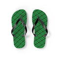 Green Patterned Flip Flops – Repeating Logo Beach Sandals
