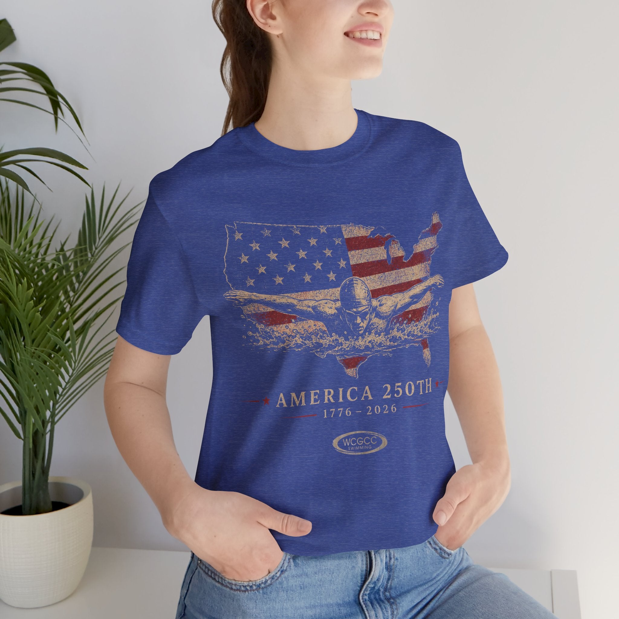 America 250th Swim T-Shirt - 1776–2026 Patriotic USA Flag & Eagle Anniversary Tee