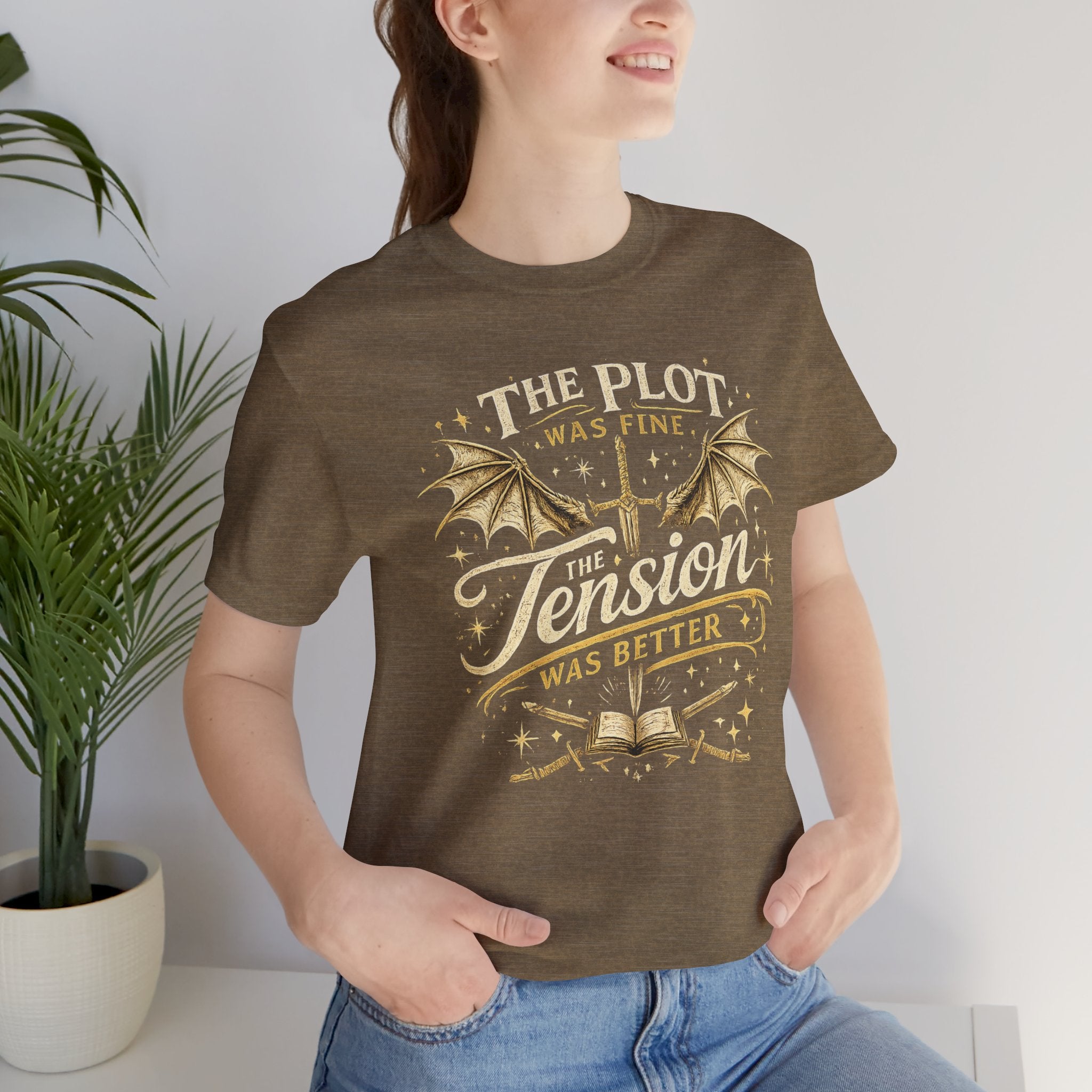 Fantasy Book Lover T‑Shirt — "The Plot Was Fine, The Tension Was Better" Graphic Tee