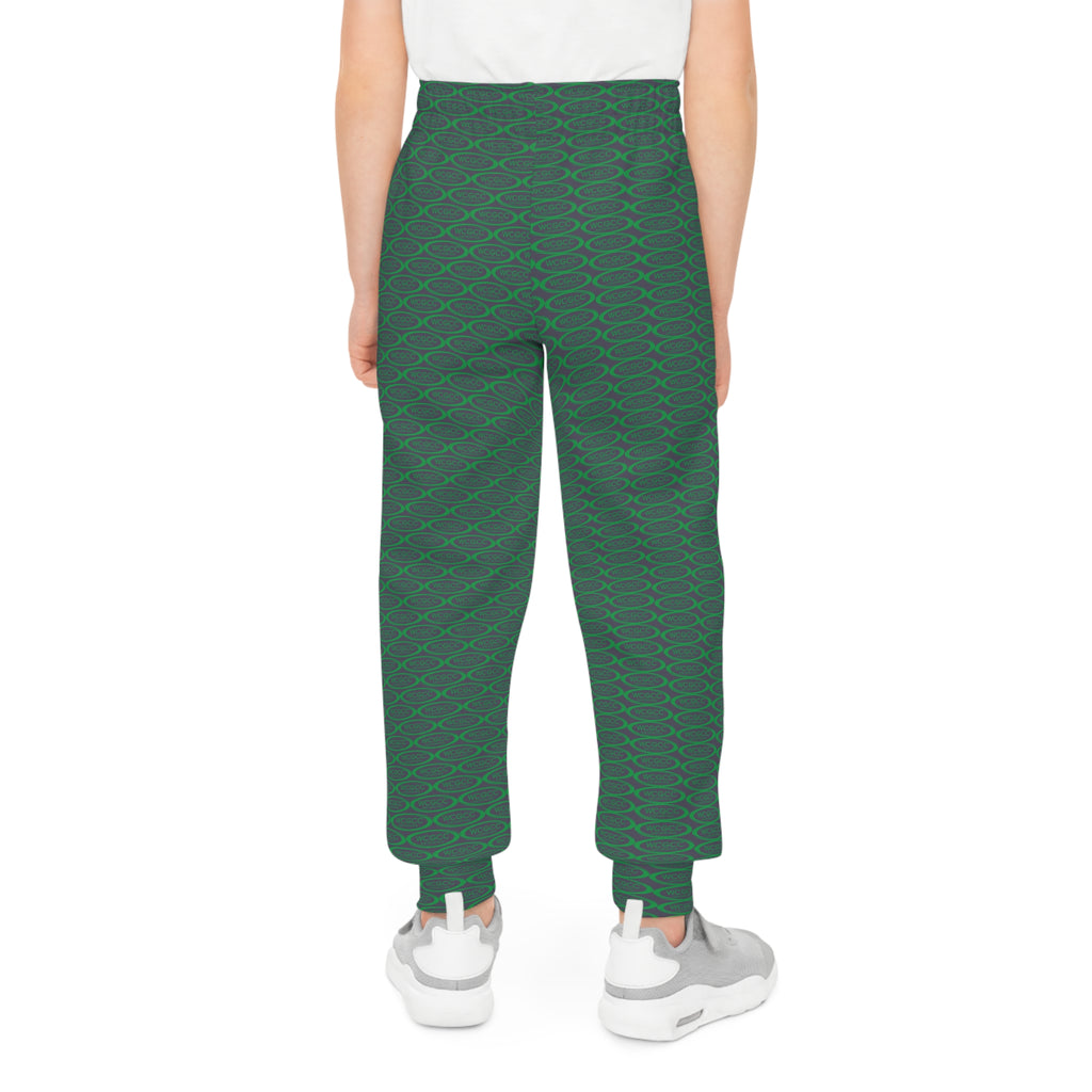 Youth Joggers - Green Geometric All-Over Print