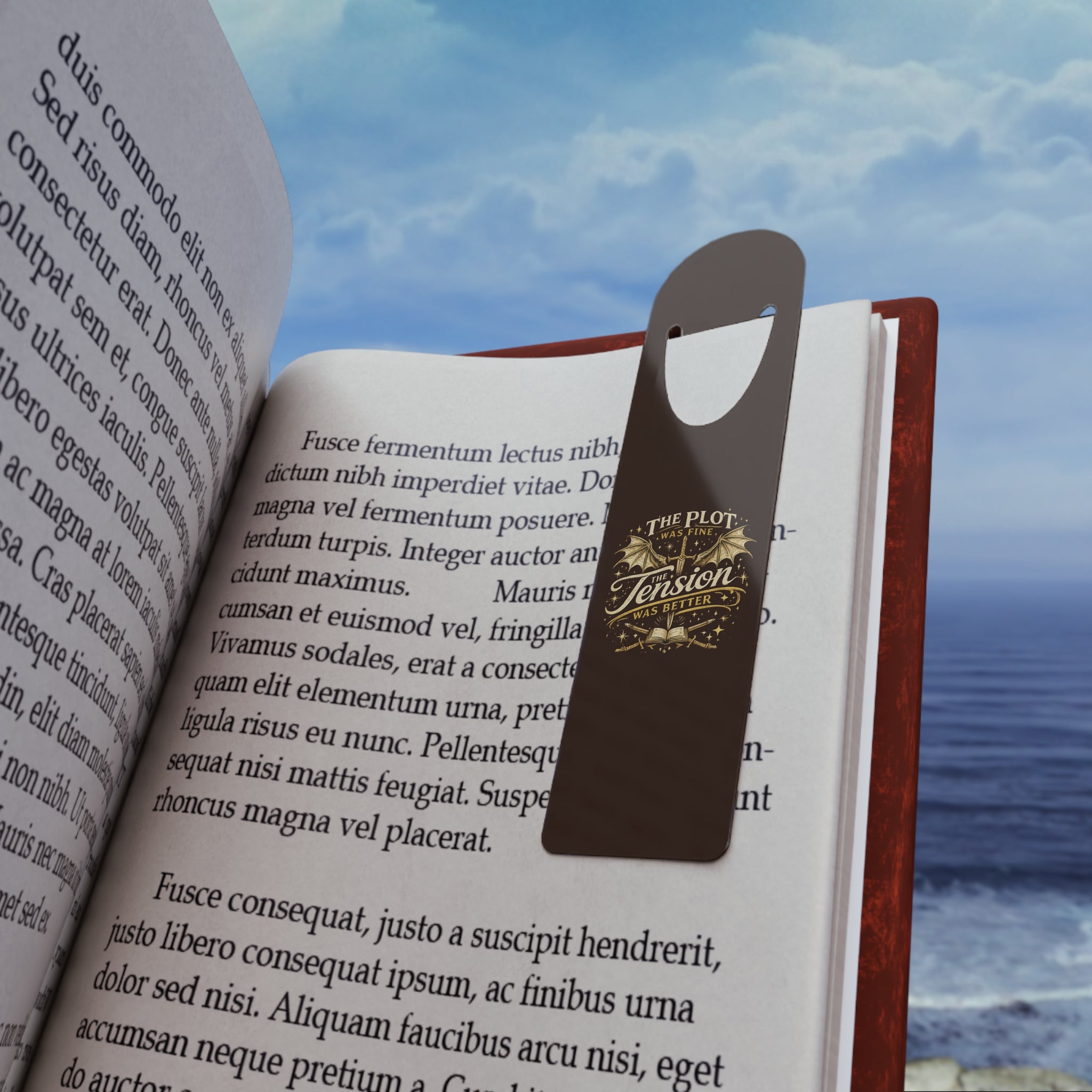 Bookmark — "The Plot Was Good" Gold Script Metal Bookmark
