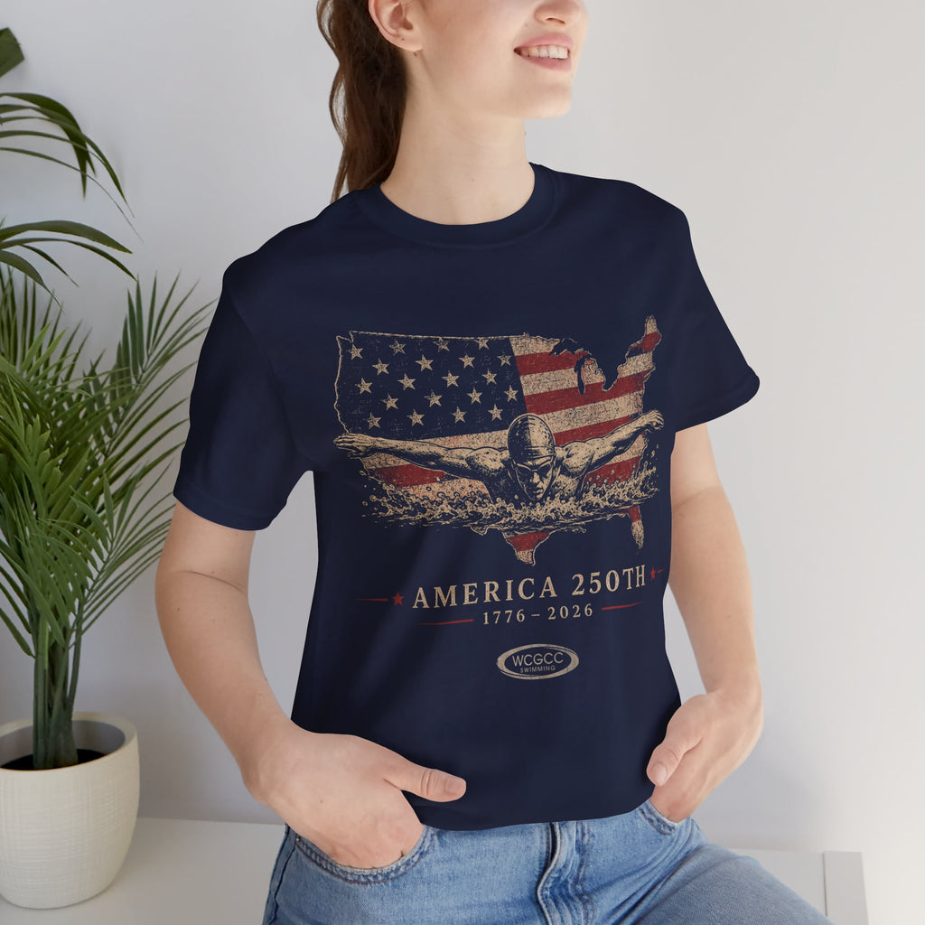 America 250th Swim T-Shirt - 1776–2026 Patriotic USA Flag & Eagle Anniversary Tee