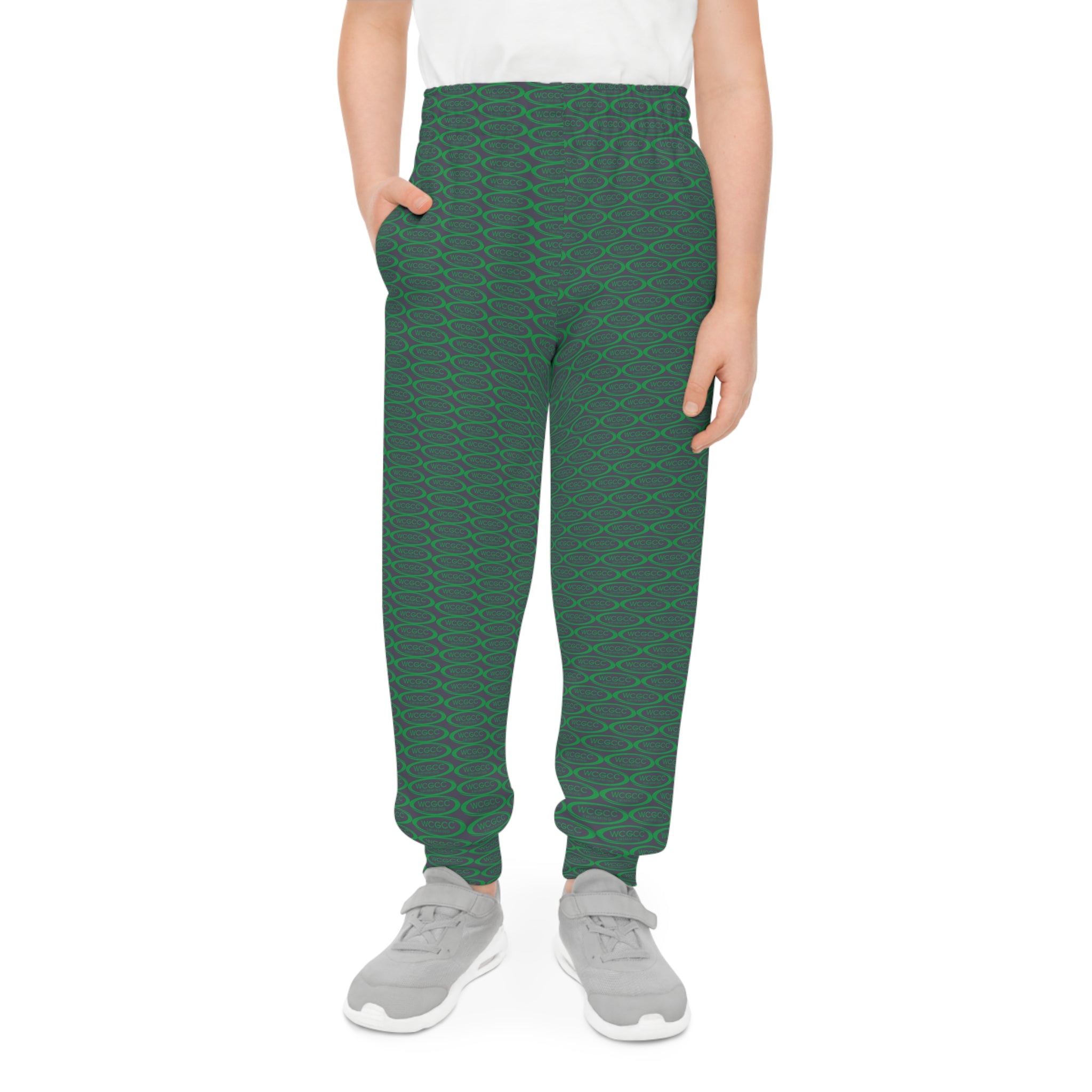 Youth Joggers - Green Geometric All-Over Print