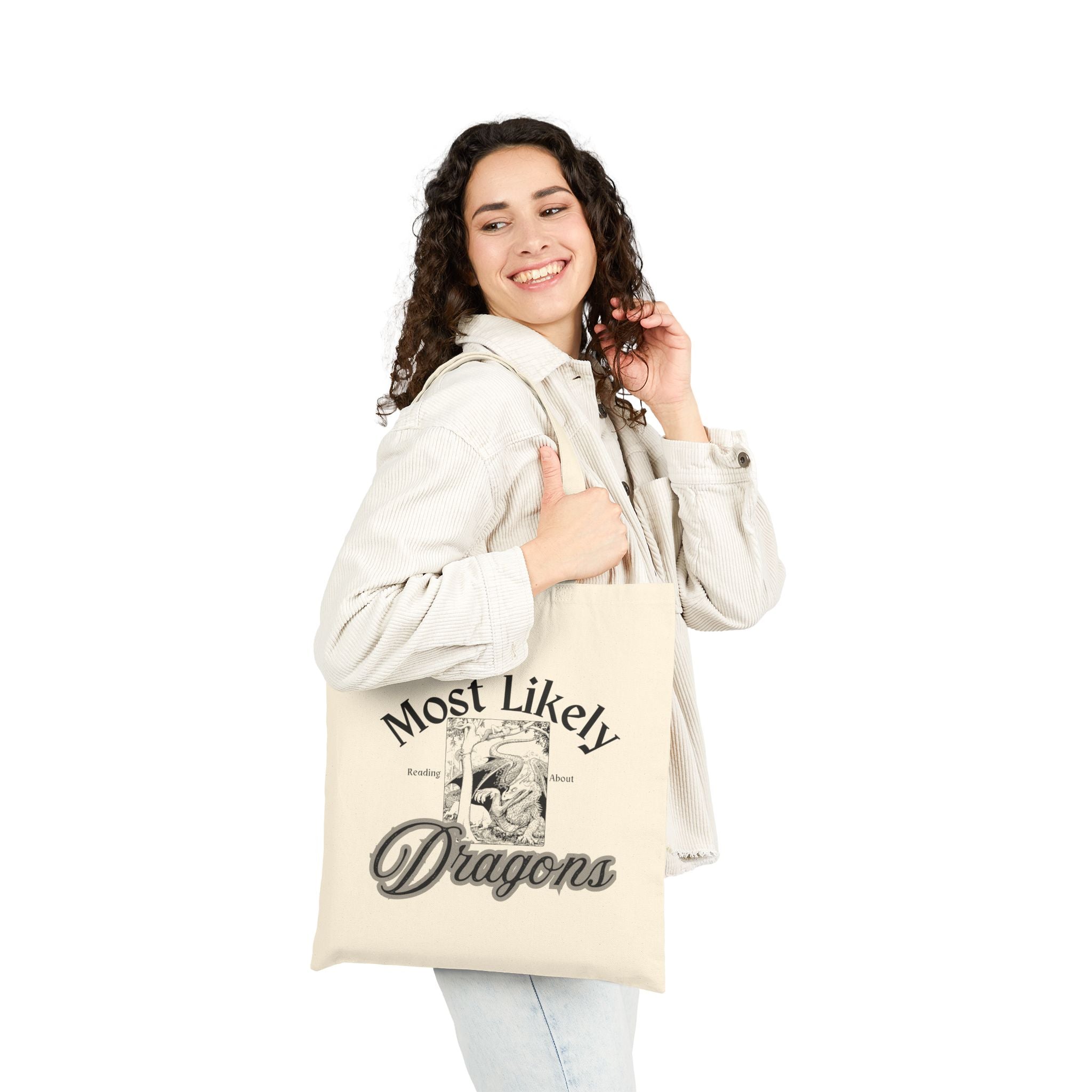 Most Likely Dragons Cotton Tote Bag — Vintage Dragon Illustration Bookish Tote