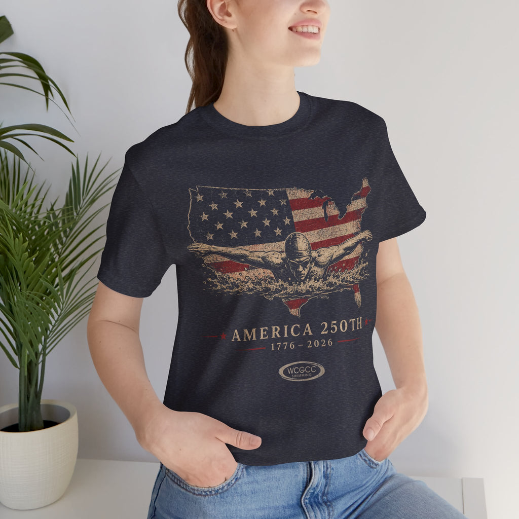 America 250th Swim T-Shirt - 1776–2026 Patriotic USA Flag & Eagle Anniversary Tee