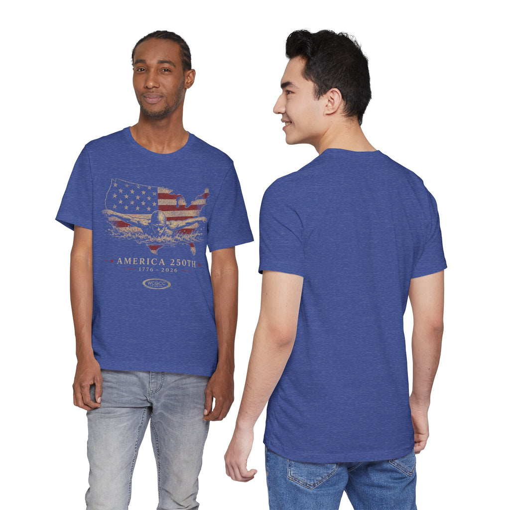 America 250th Swim T-Shirt - 1776–2026 Patriotic USA Flag & Eagle Anniversary Tee