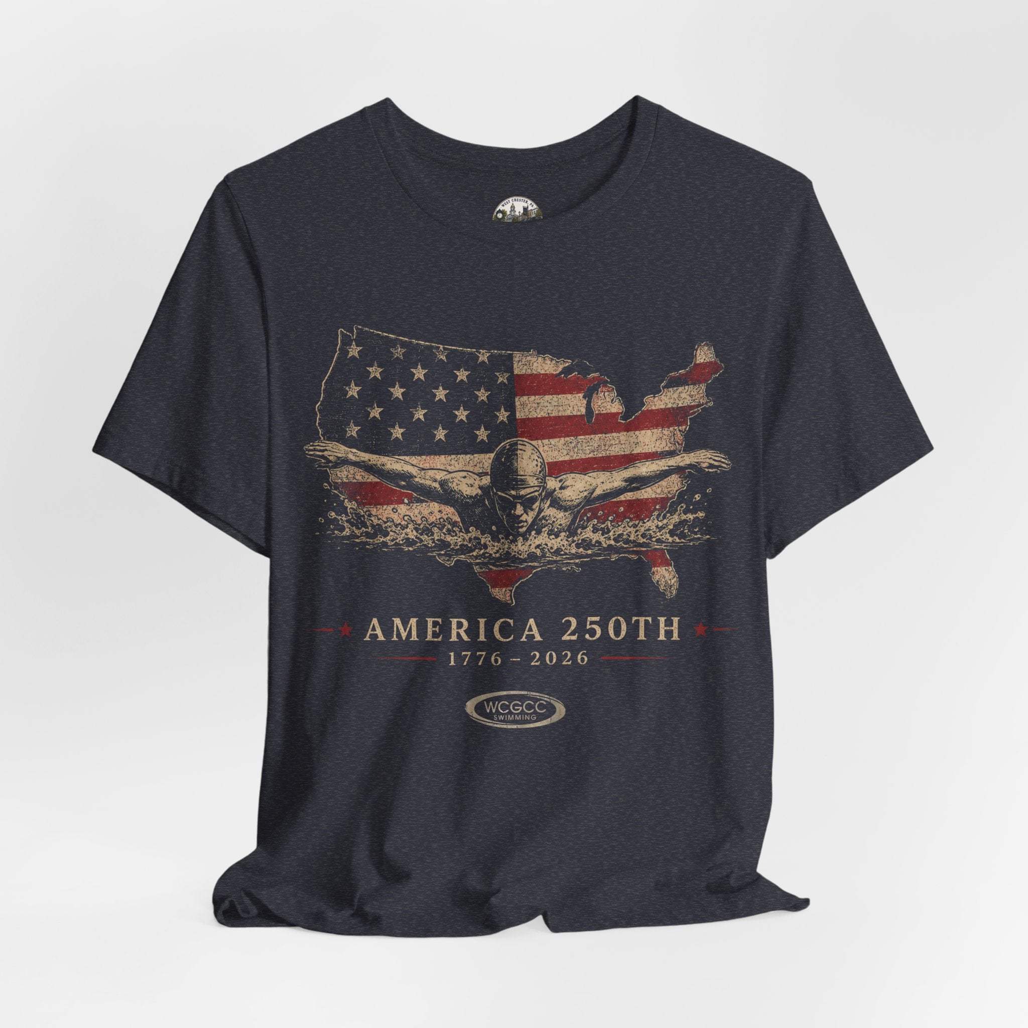 America 250th Swim T-Shirt - 1776–2026 Patriotic USA Flag & Eagle Anniversary Tee