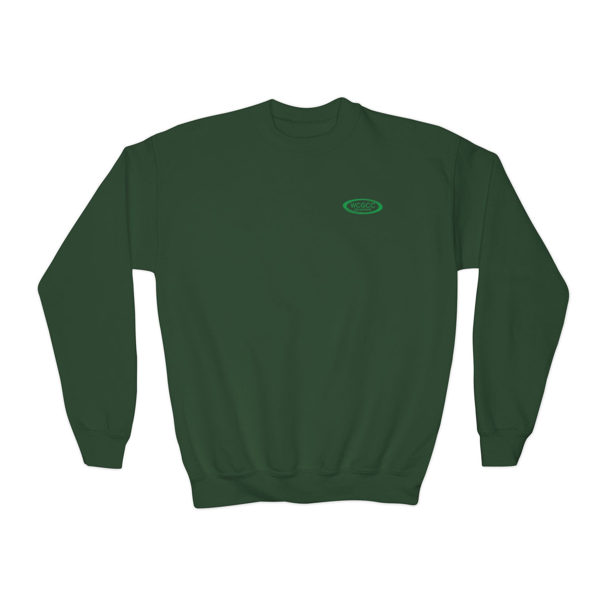 Youth Crewneck Sweatshirt - WCGCC Swimming Team Logo (White)