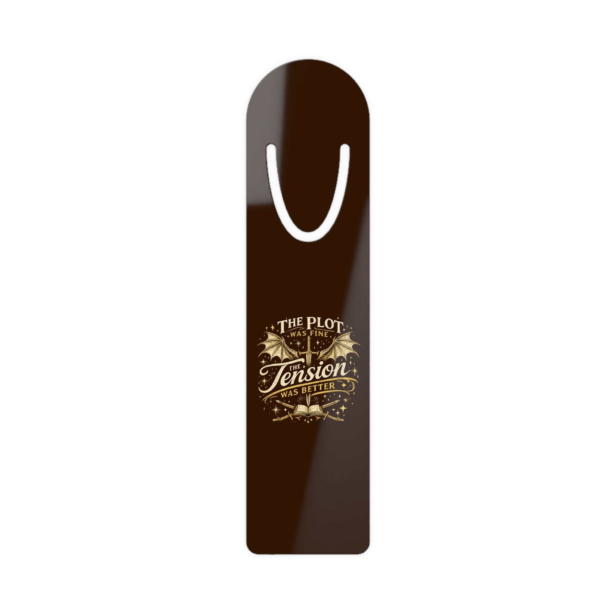 Bookmark — "The Plot Was Good" Gold Script Metal Bookmark