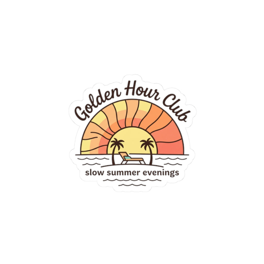 Golden Hour Club Kiss-Cut Sticker | summer aesthetic, pastel coastal vibes