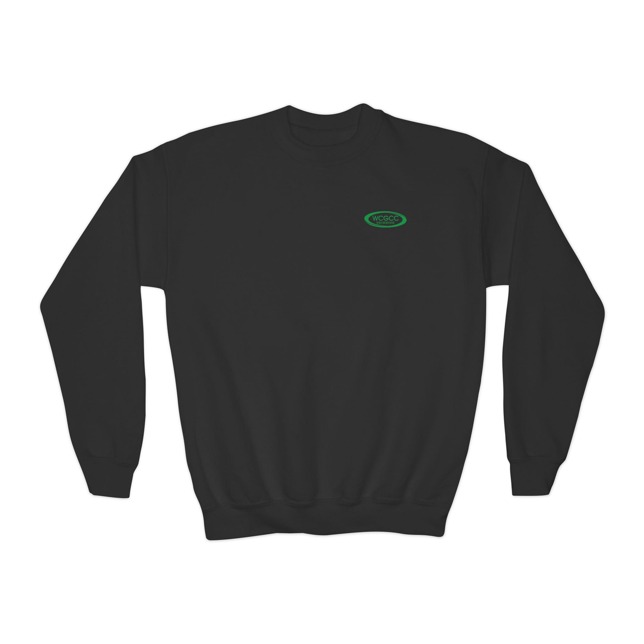 Youth Crewneck Sweatshirt - WCGCC Swimming Team Logo (White)