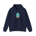 Coastal Escape Beach Scene Hoodie | Ocean Aesthetic, seafoam blue
