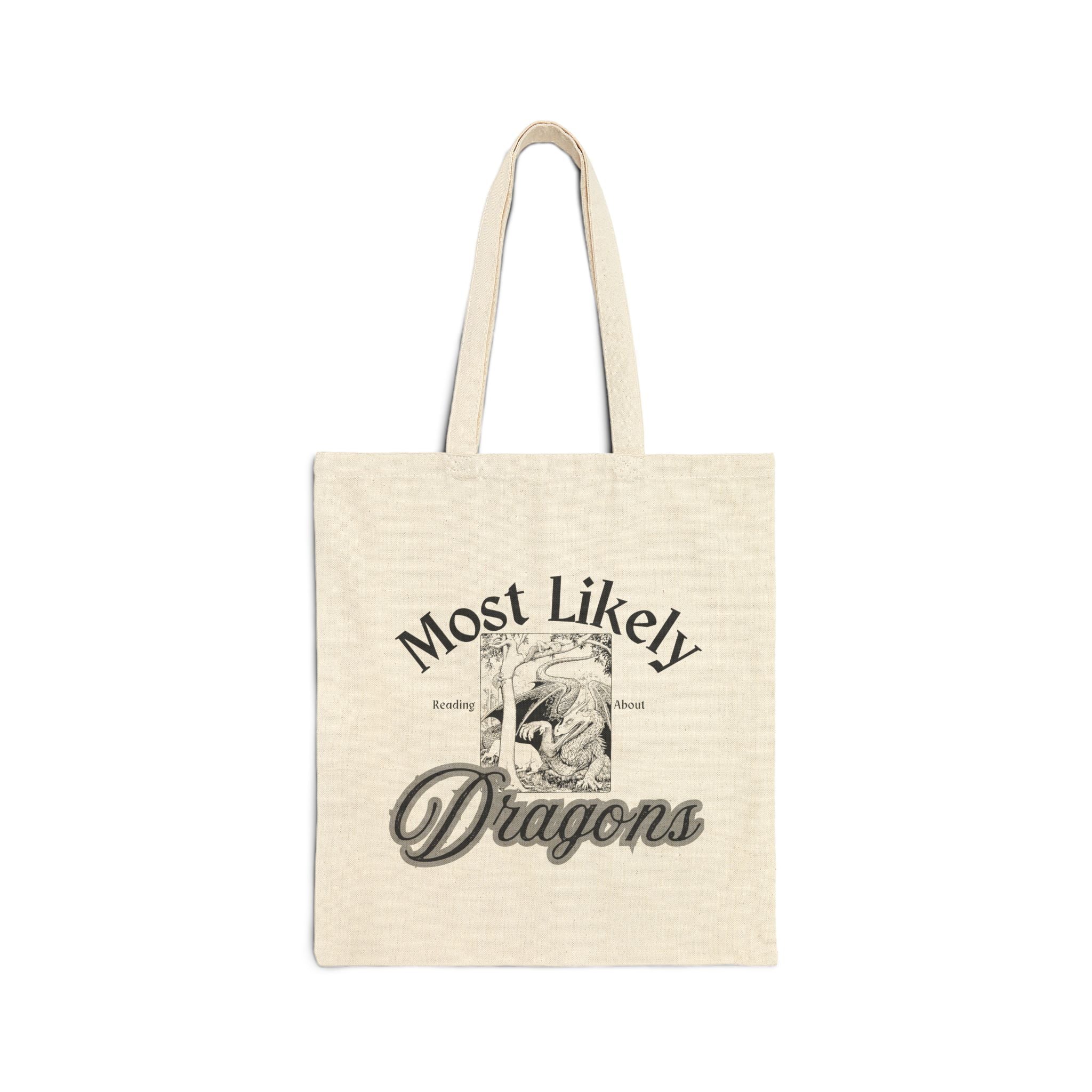 Most Likely Dragons Cotton Tote Bag — Vintage Dragon Illustration Bookish Tote