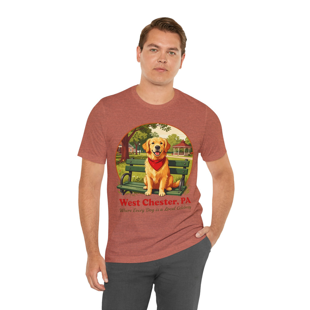 West Chester, PA Golden Retriever T-Shirt — "Where Every Dog is a Local Celebrity"