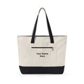 Personalized Zippered Canvas Tote Bag - Custom Name Carryall