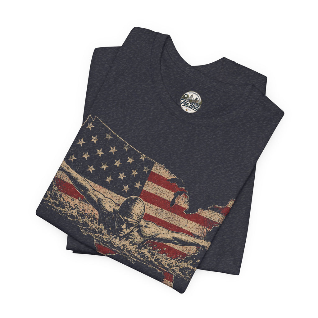 America 250th Swim T-Shirt - 1776–2026 Patriotic USA Flag & Eagle Anniversary Tee
