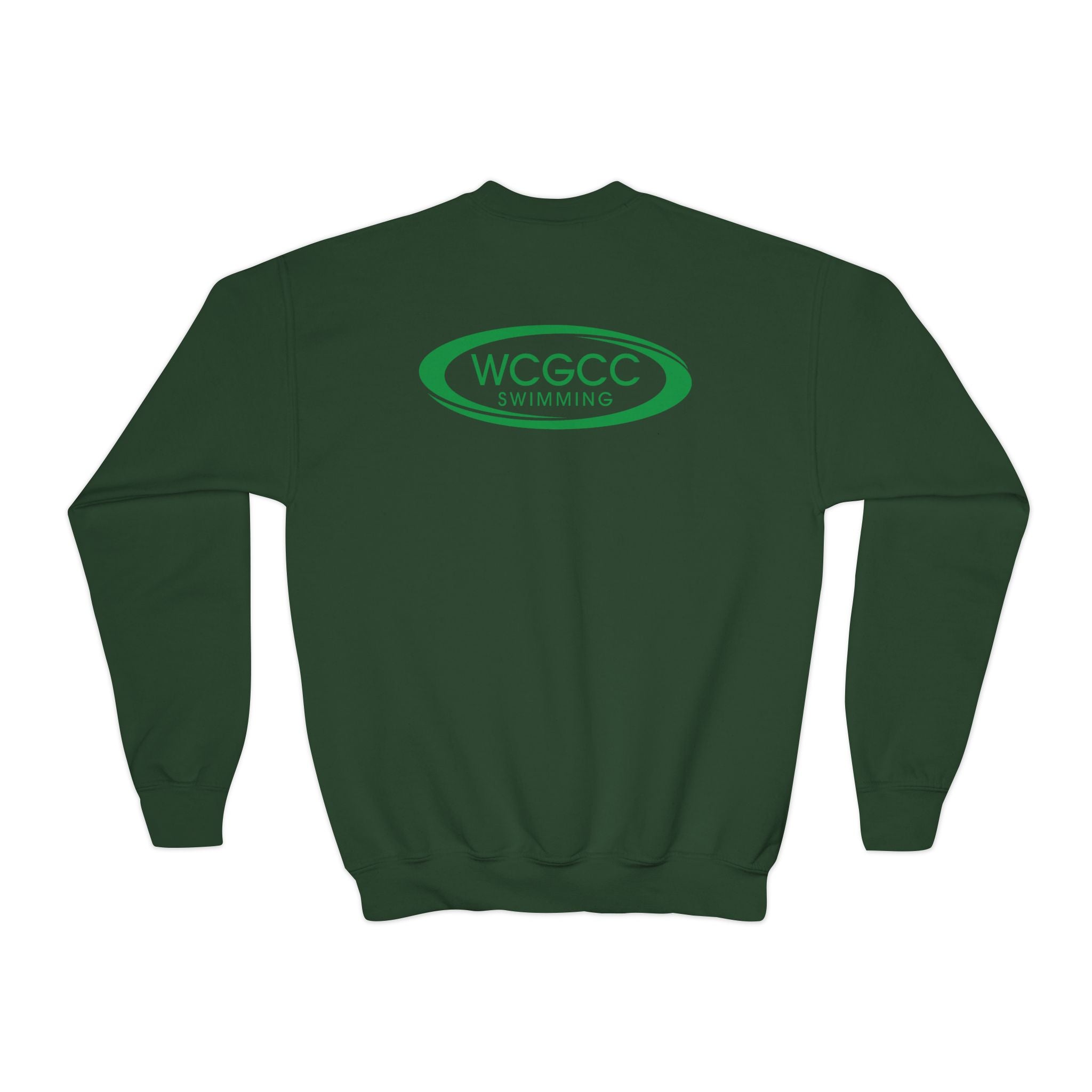 Youth Crewneck Sweatshirt - WCGCC Swimming Team Logo (White)