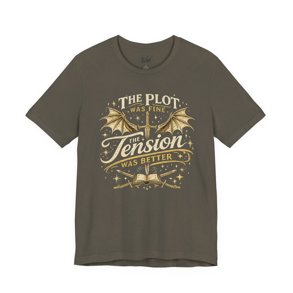 Fantasy Book Lover T‑Shirt — "The Plot Was Fine, The Tension Was Better" Graphic Tee