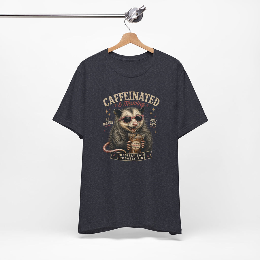 Caffeinated and Thriving Sloth Tee – Funny Coffee Lover T-Shirt