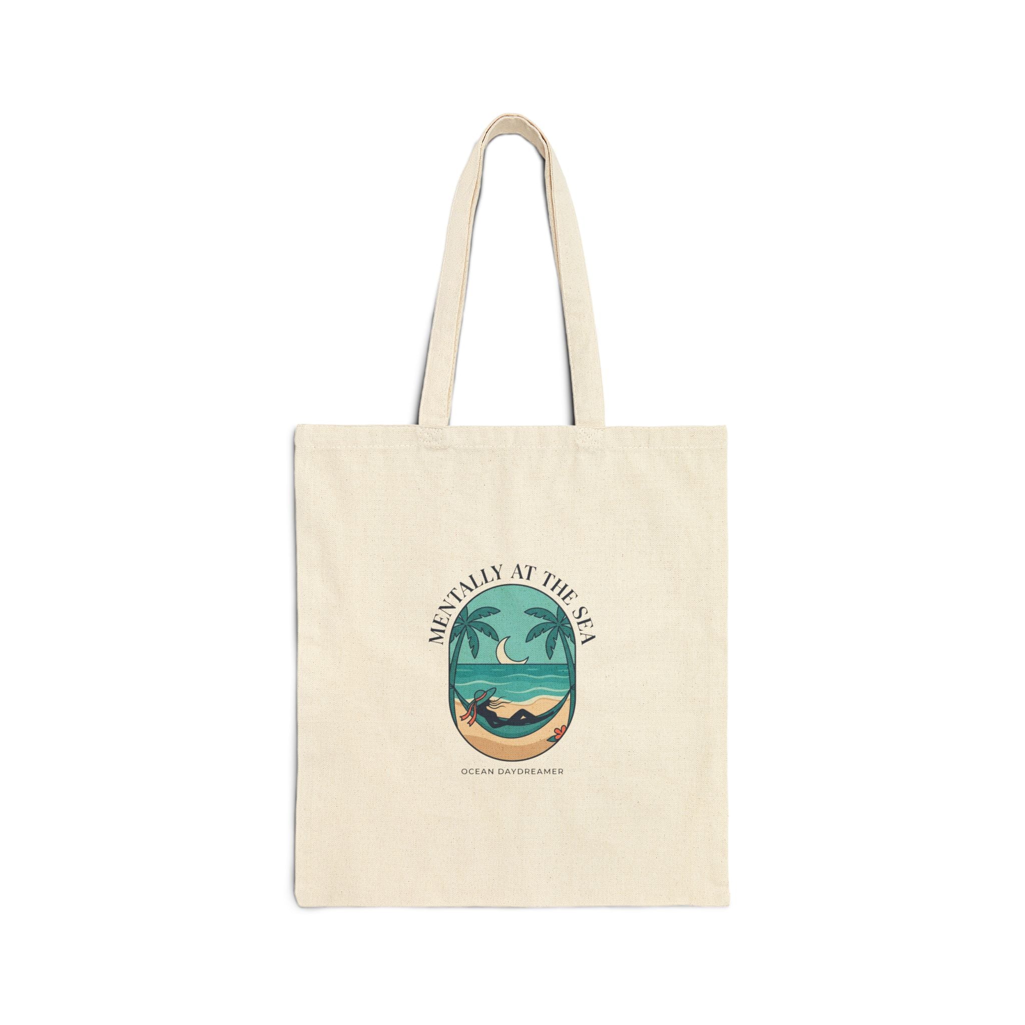 Coastal Escape Tote, beach vacation canvas bag, seafoam pastel aesthetic