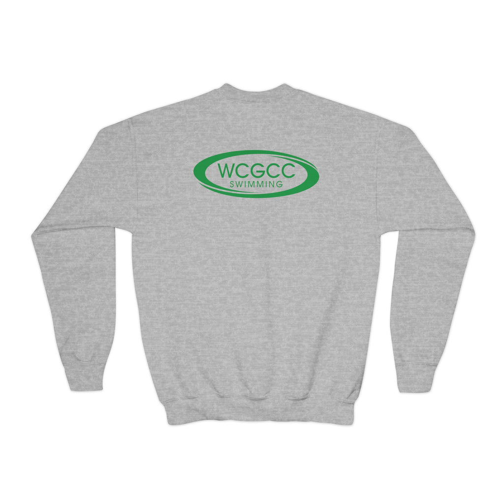 Youth Crewneck Sweatshirt - WCGCC Swimming Team Logo (White)