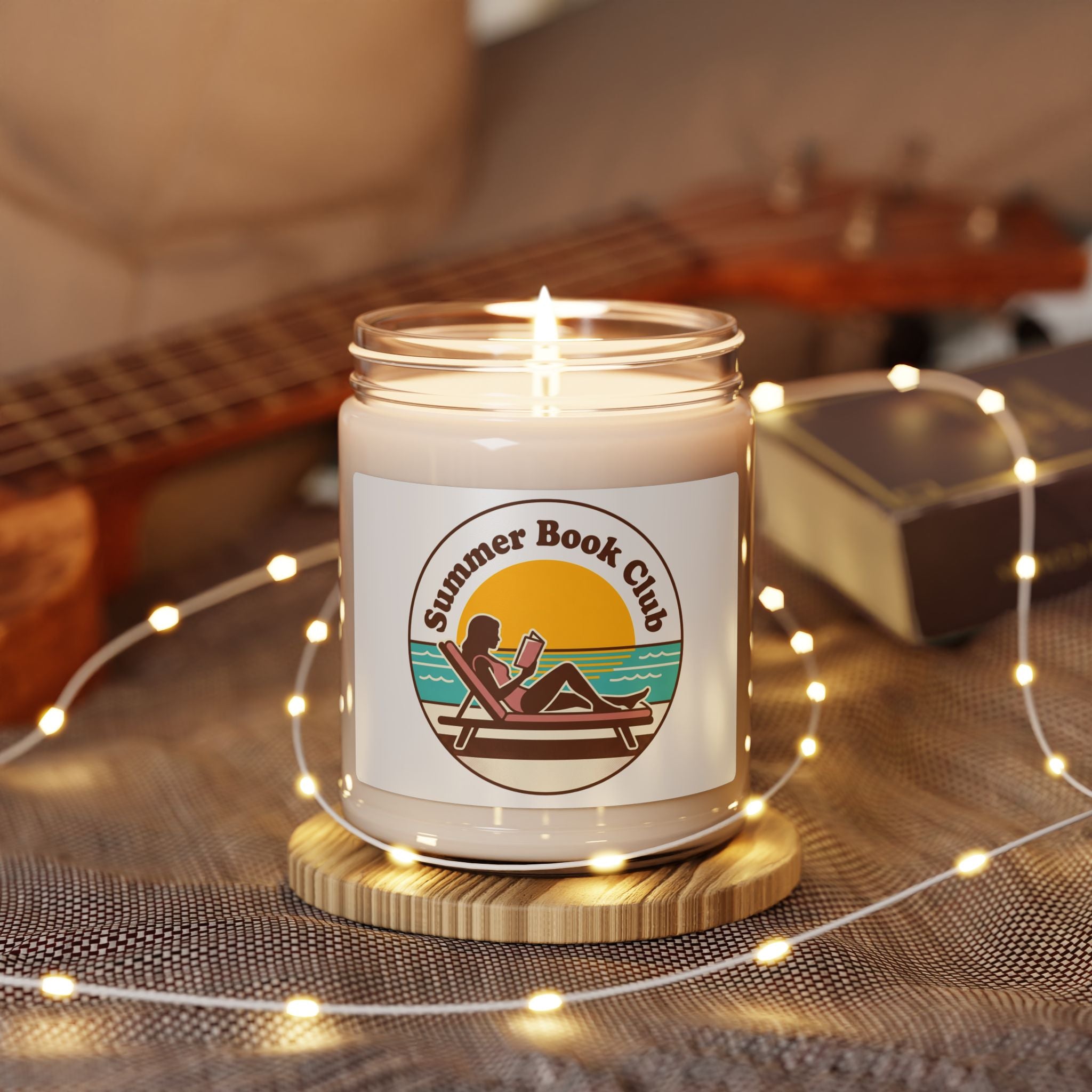 Summer Book Club Candle, summer aesthetic coastal vibes, sunny pastel soy candle