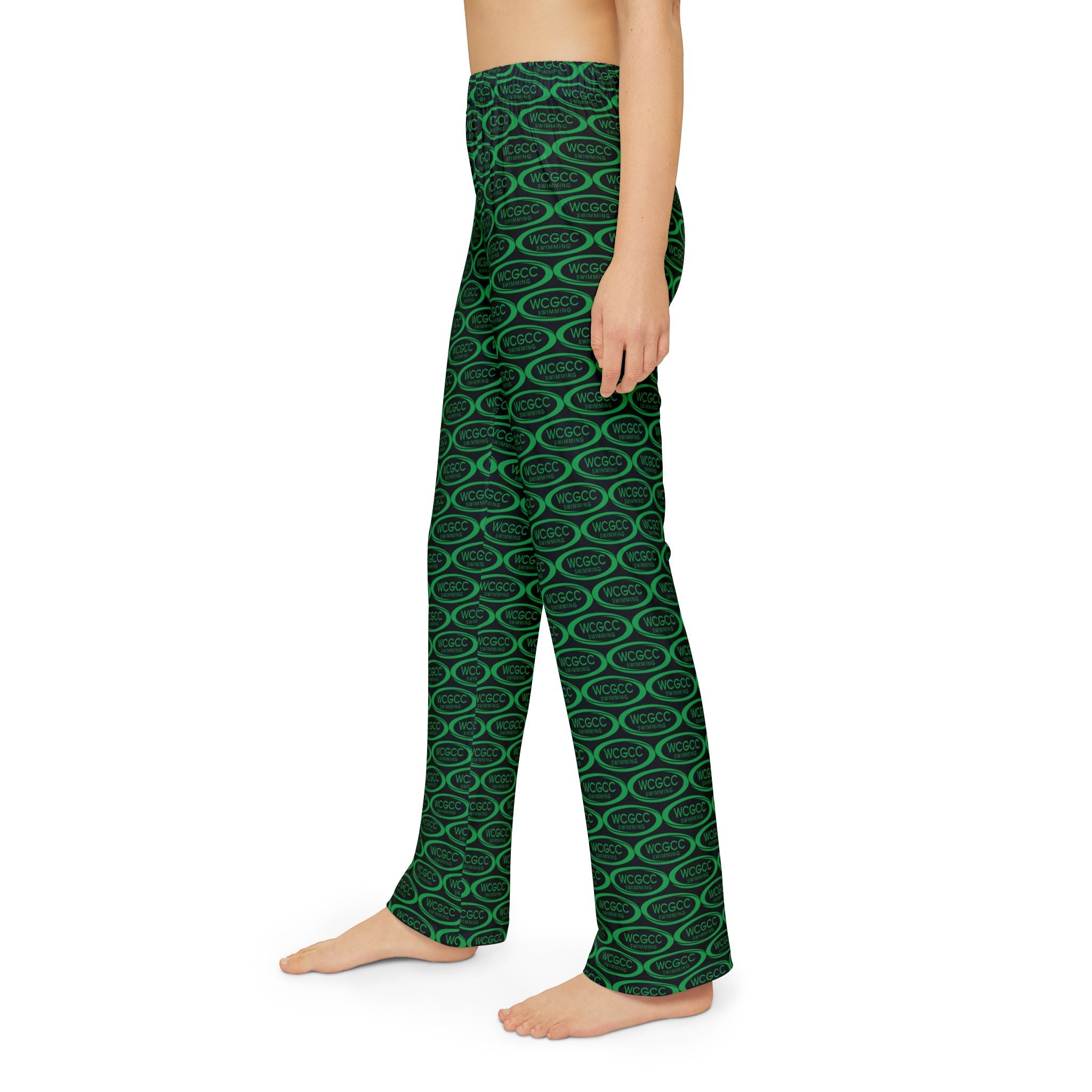 Kids Lounge Pants — Green Geometric All-Over Print