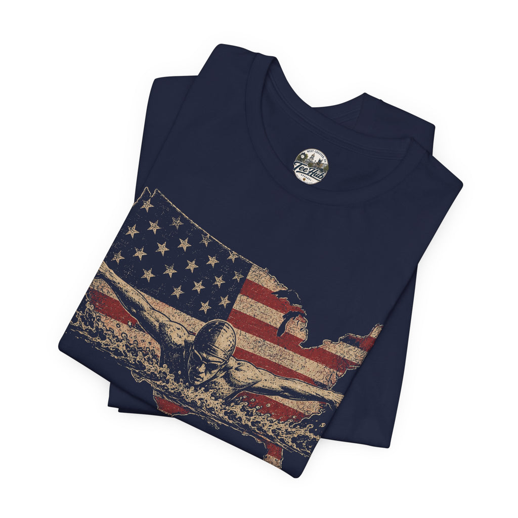 America 250th Swim T-Shirt - 1776–2026 Patriotic USA Flag & Eagle Anniversary Tee