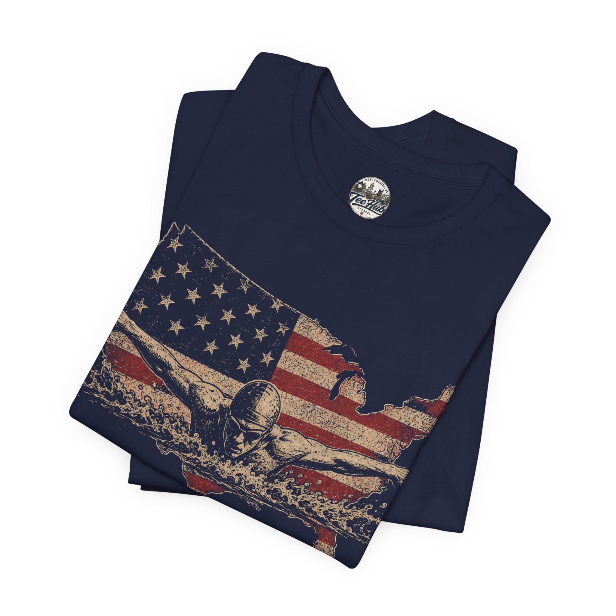America 250th Swim T-Shirt - 1776–2026 Patriotic USA Flag & Eagle Anniversary Tee
