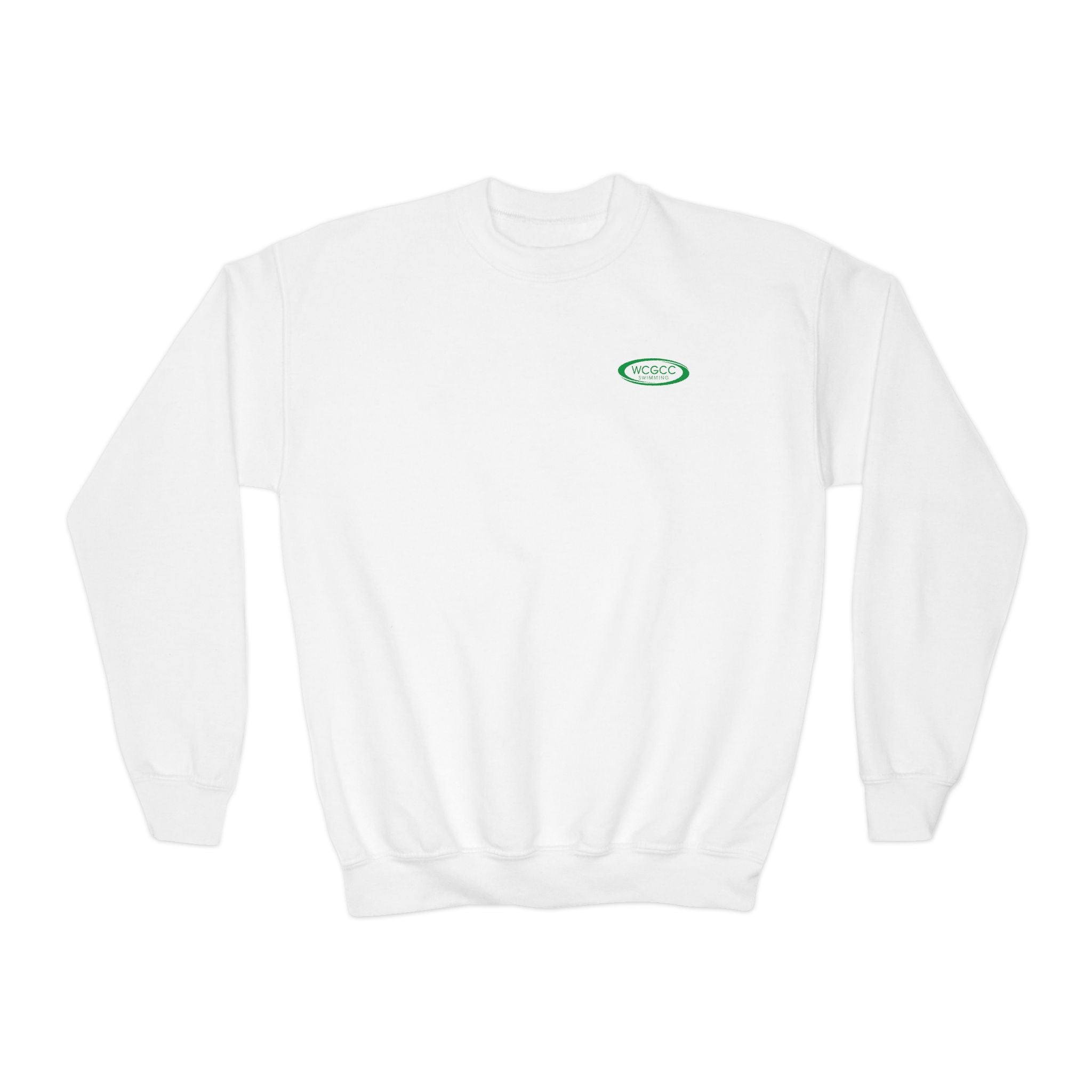 Youth Crewneck Sweatshirt - WCGCC Swimming Team Logo (White)