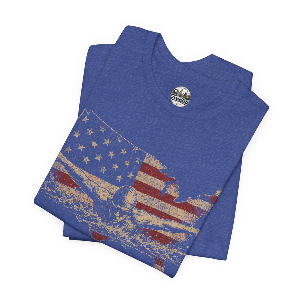 America 250th Swim T-Shirt - 1776–2026 Patriotic USA Flag & Eagle Anniversary Tee