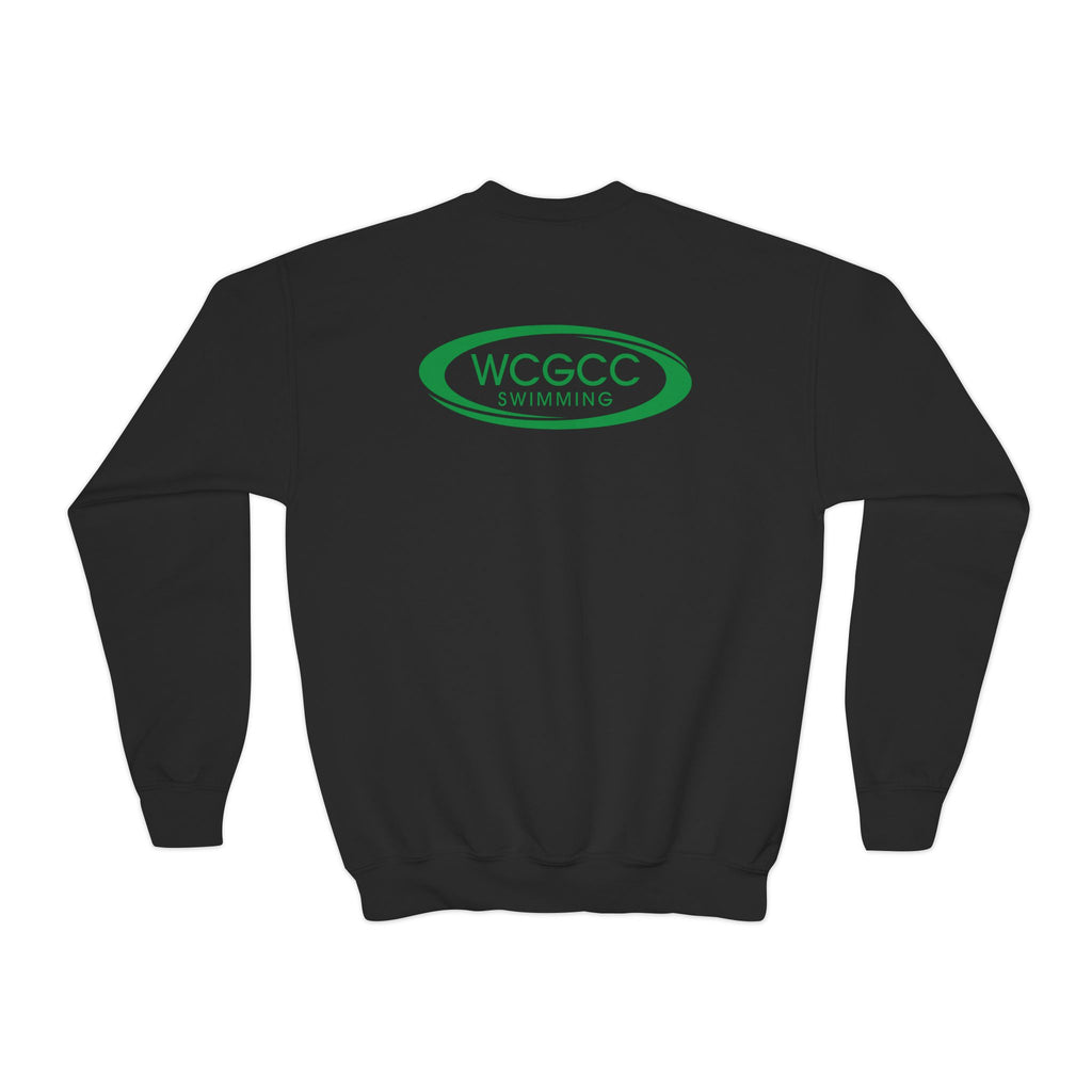 Youth Crewneck Sweatshirt - WCGCC Swimming Team Logo (White)