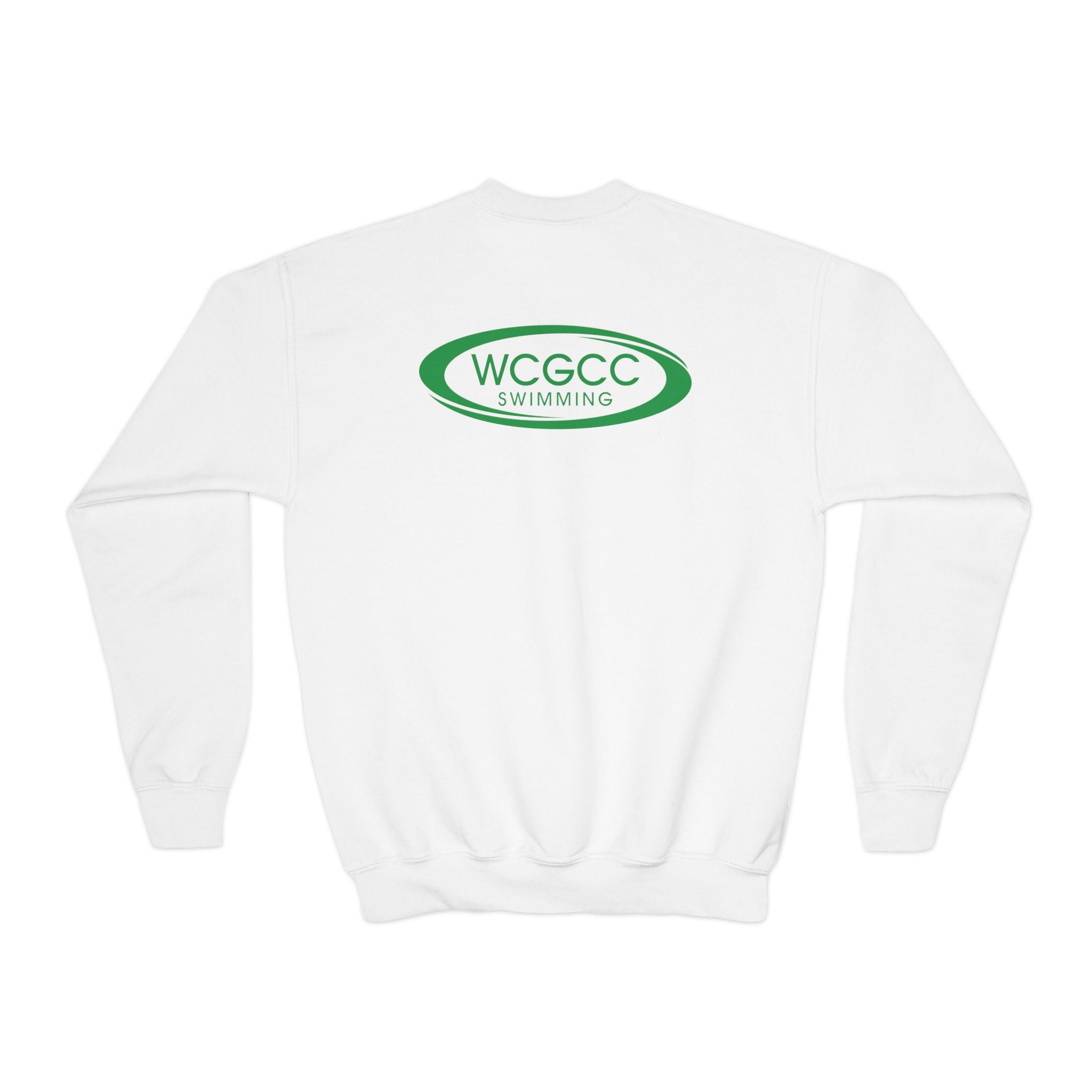 Youth Crewneck Sweatshirt - WCGCC Swimming Team Logo (White)