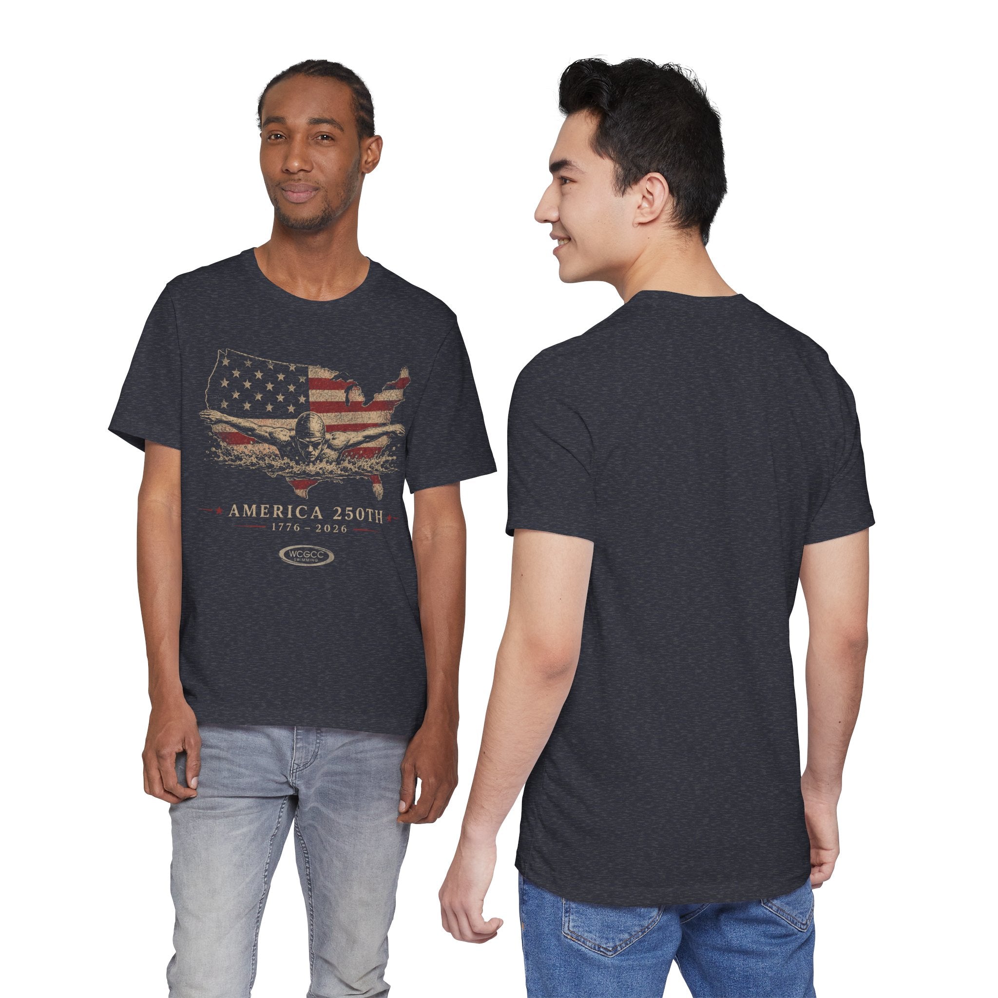 America 250th Swim T-Shirt - 1776–2026 Patriotic USA Flag & Eagle Anniversary Tee