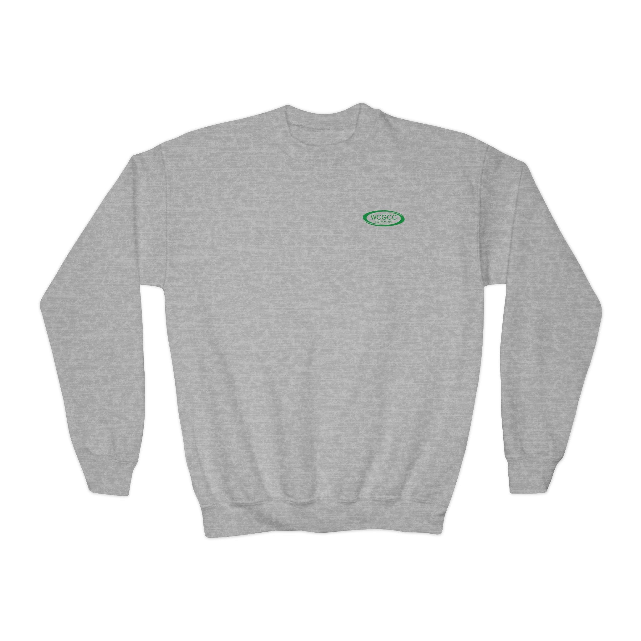 Youth Crewneck Sweatshirt - WCGCC Swimming Team Logo (White)