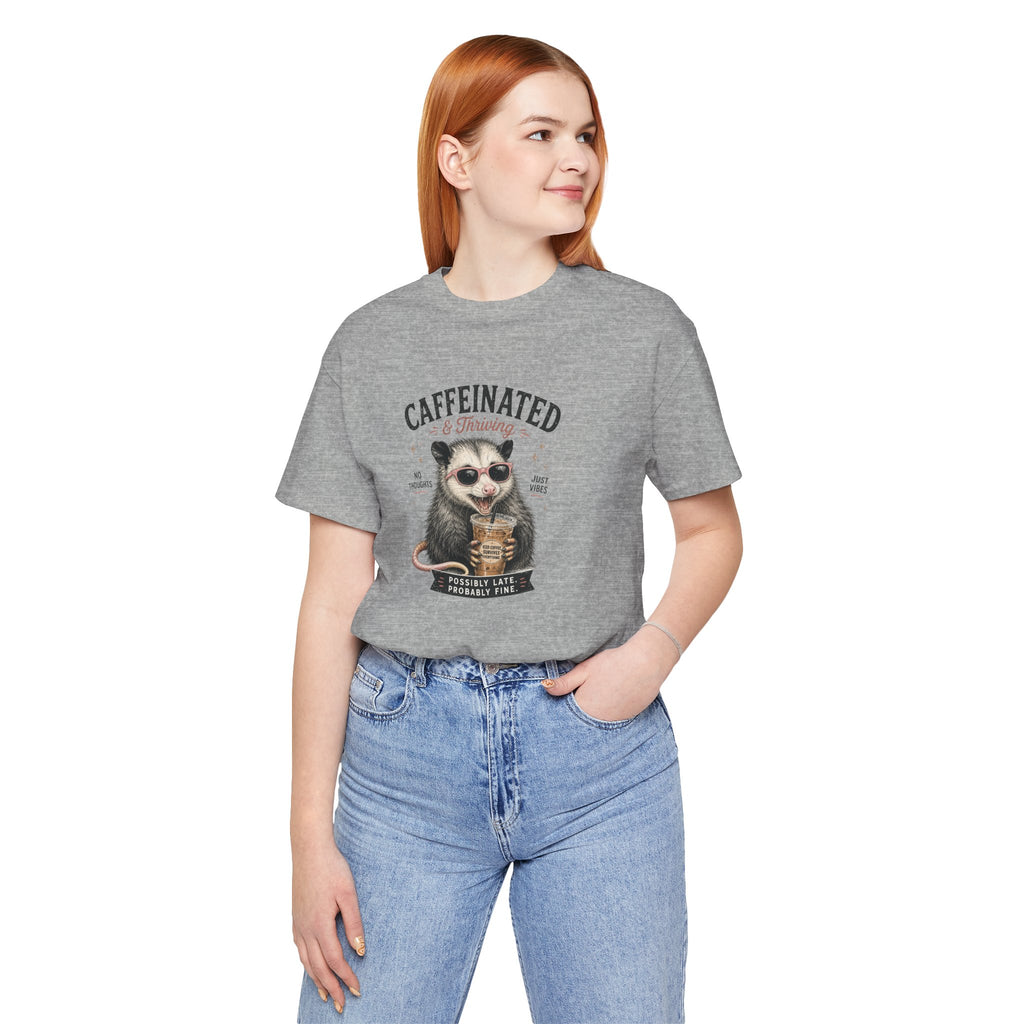 Caffeinated and Thriving Sloth Tee – Funny Coffee Lover T-Shirt