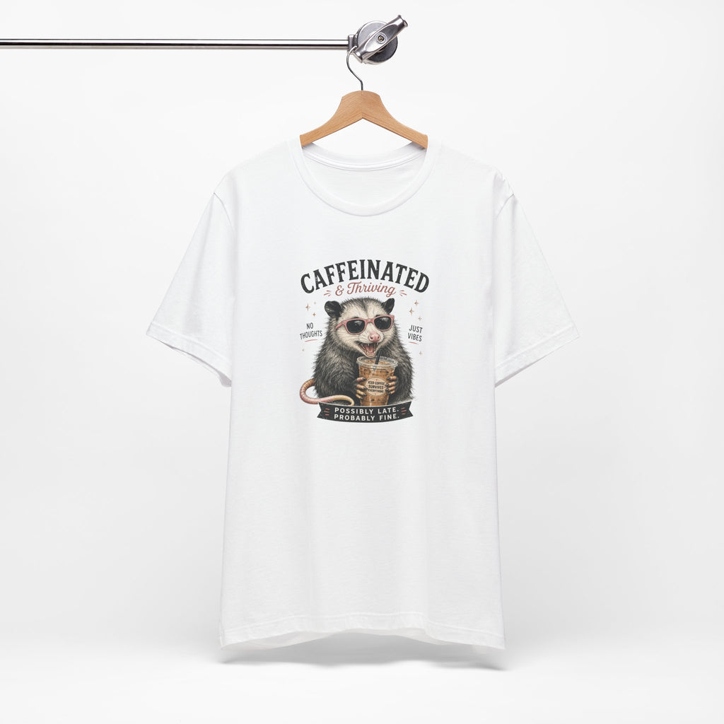 Caffeinated and Thriving Sloth Tee – Funny Coffee Lover T-Shirt