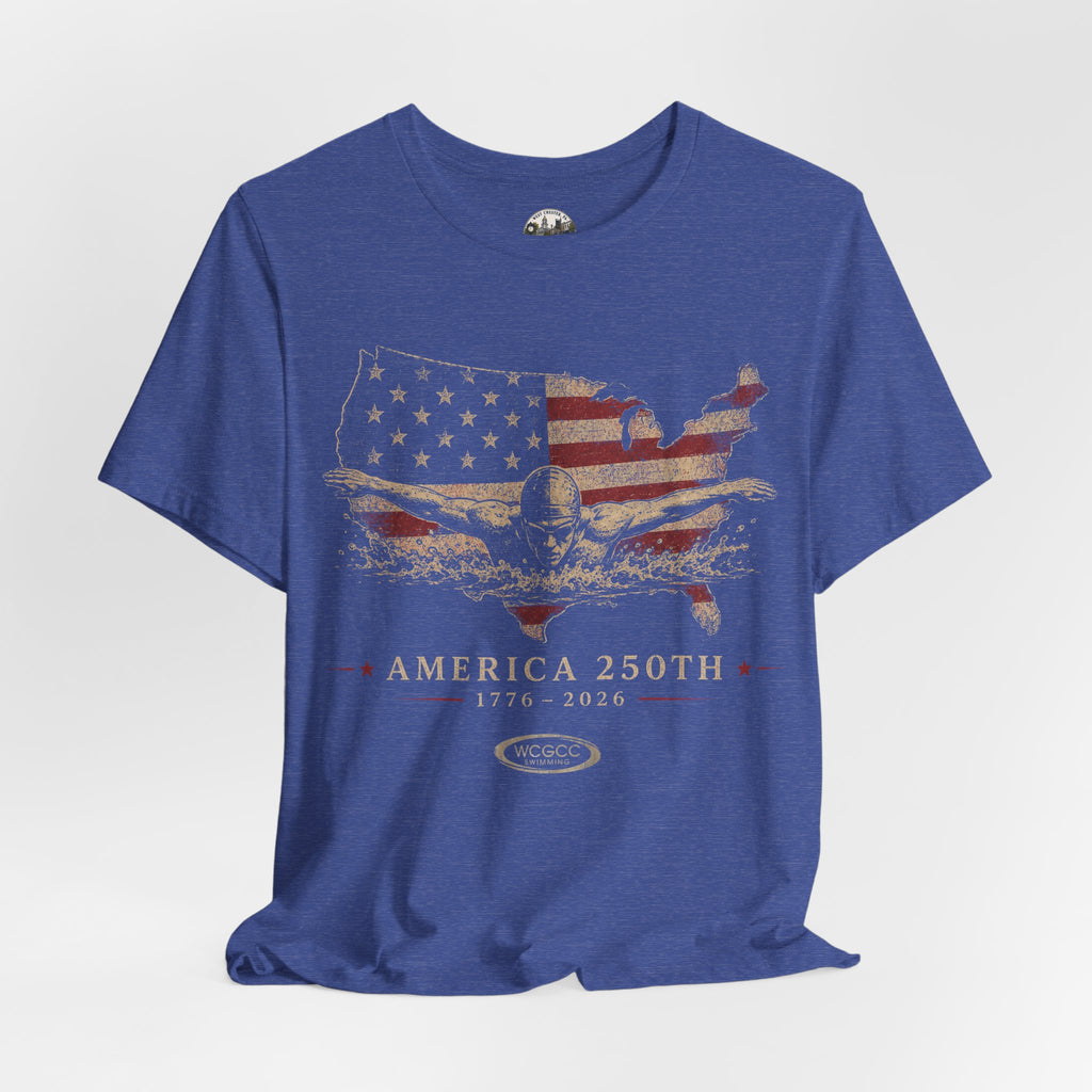 America 250th Swim T-Shirt - 1776–2026 Patriotic USA Flag & Eagle Anniversary Tee