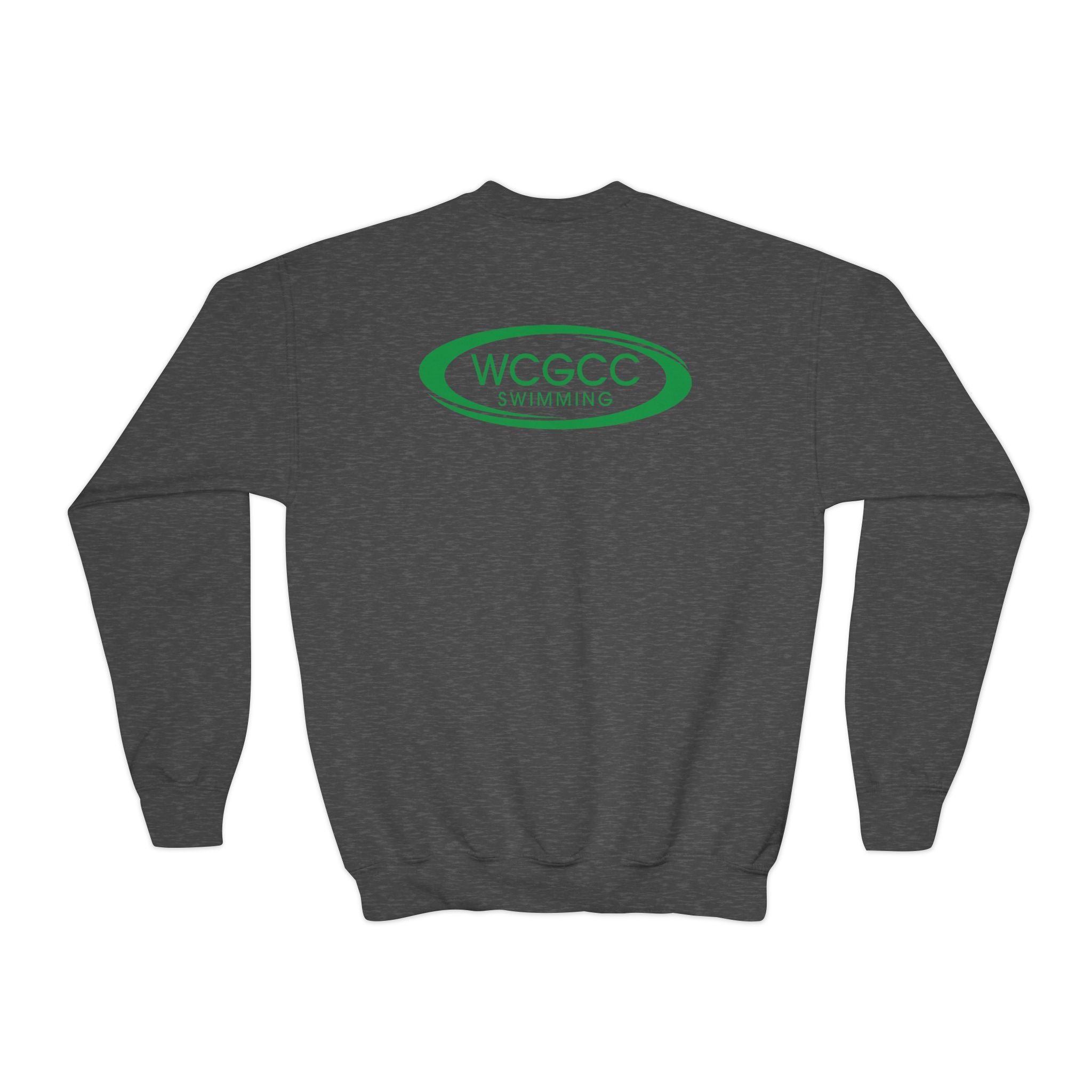 Youth Crewneck Sweatshirt - WCGCC Swimming Team Logo (White)