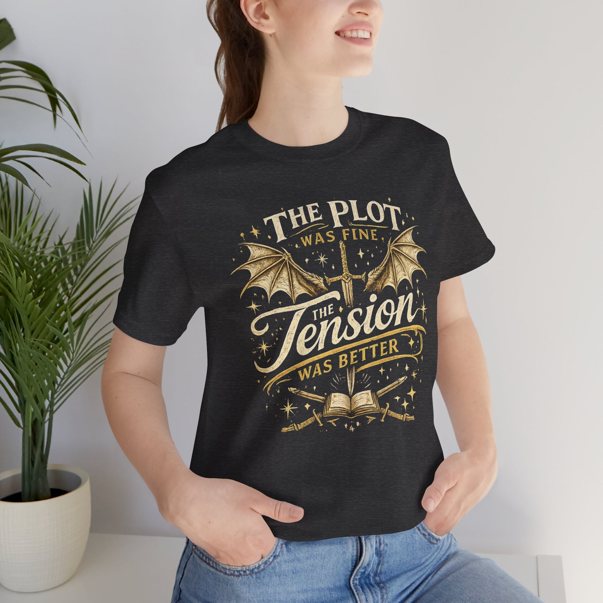 Fantasy Book Lover T‑Shirt — "The Plot Was Fine, The Tension Was Better" Graphic Tee