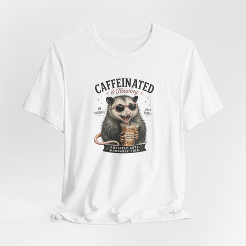 Caffeinated and Thriving Sloth Tee – Funny Coffee Lover T-Shirt
