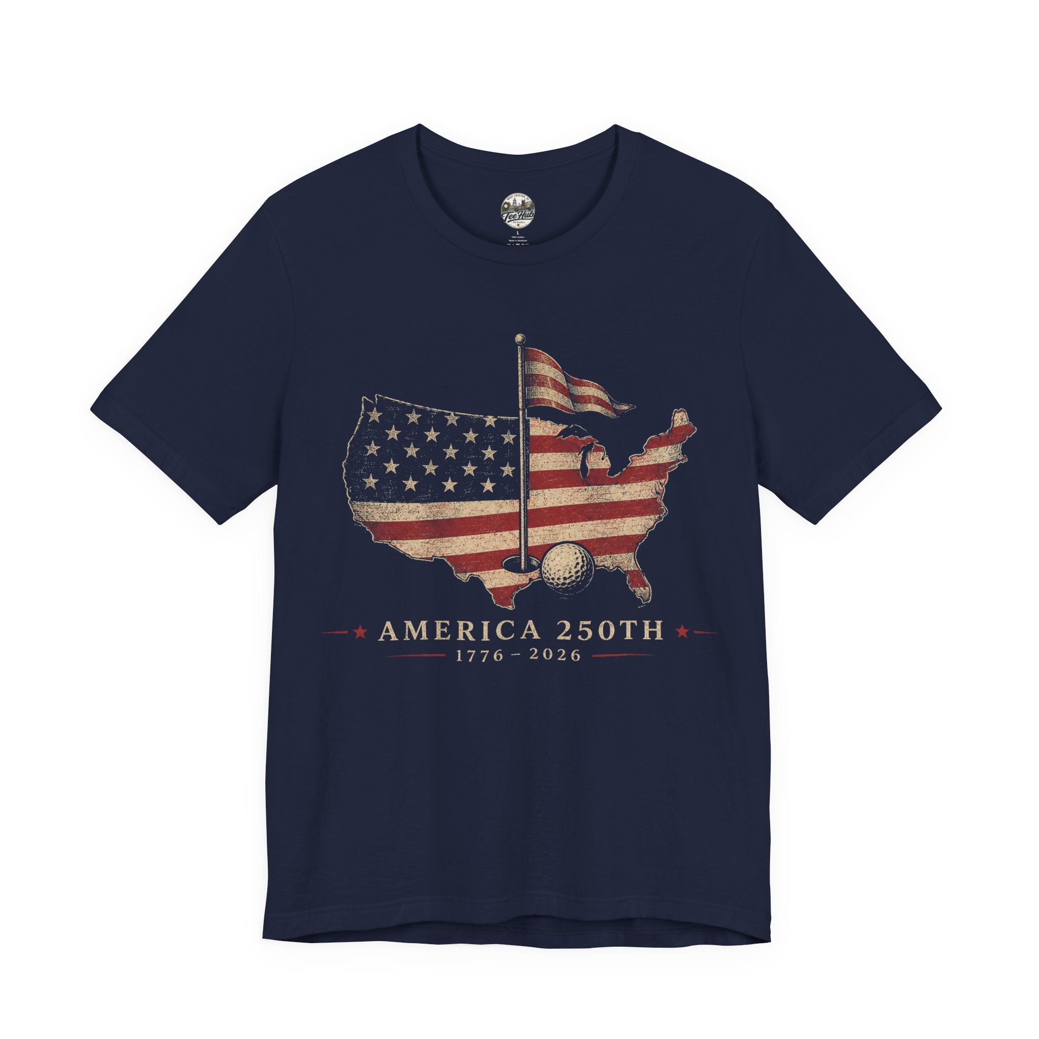 America 250th Celebration Golf T-Shirt — USA Map Flag Tee (1776–2026)